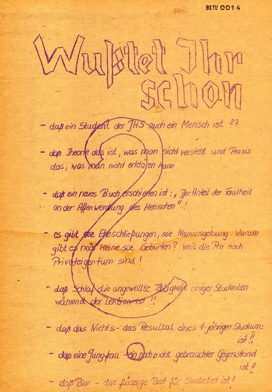 DDR-Zeitung der FDJ-Jugendhochschule am Bogensee